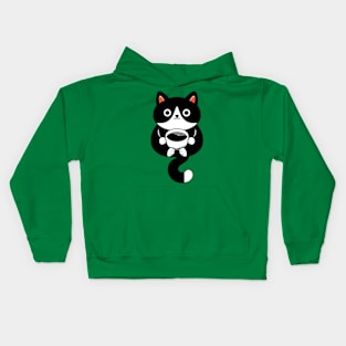 Cat Drinking Coffee Kids Hoodie